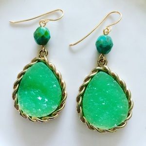 Green turquoise and stone earrings